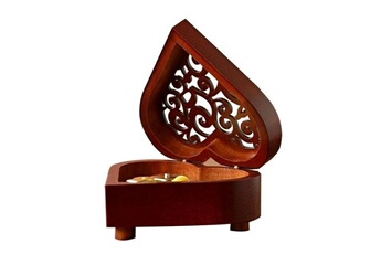 Boite à musique Wewoo 2 pcs créatif en forme de coeur vintage bois sculpté mécanisme boîte à musique liquidation cadeau de à musiquemouvement d'or pour elise