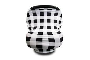 Accessoires poussettes Wewoo Housse de siège de bébé multifonctionnelle élargie pour poussette pare-brise serviette d'allaitement (grille noire et blanche)