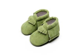 Autres cadeaux naissance Wewoo Nouveau-né bébé mocassins en daim pu chaussures souples à semelle souple fringe first walker 14.5 vert herbe