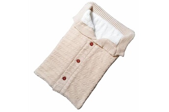 Drap bébé Wewoo Sac de couchage pour bébé nouveau-né chaud et doux en tricot de coton beige