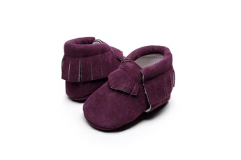 Autres cadeaux naissance Wewoo Nouveau-né bébé mocassins en daim pu chaussures souples à semelle souple fringe first walker 12.5 violet