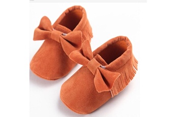 Autres cadeaux naissance Wewoo Chaussures bébé filles premiers marcheurs nouveau-nés bébés mocassins semelle souple antidérapantes 13cm marron rouge