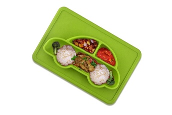 Autre accessoire repas bébé Wewoo Plaque de voiture carrée en silicone de qualité alimentaire intégrée pour enfants3 pièces verte