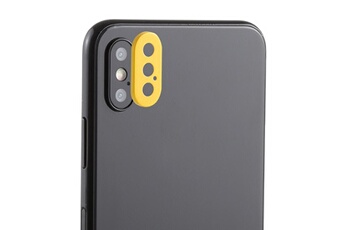 Wewoo Accessoire pour téléphone mobile Couvercle de bague protection d'objectif caméra arrière avec aiguille d'outil d'éjection plateau iphone xs max jaune