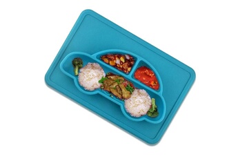 Autre accessoire repas bébé Wewoo Plaque de voiture carrée en silicone de qualité alimentaire intégrée pour enfants3 pièces bleue