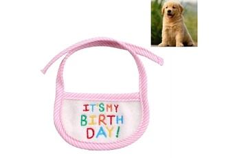Bavoirs Wewoo 3 pcs pet saliva serviette anniversaire bavoir écharpe triangle brodée petit collier de chien, taille: grand (bord rose)