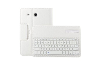 Wewoo Clavier pour tablette qwerty blanc samsung galaxy tab e 9.6 / t560 2 en 1 détachable bluetooth litchi texture étui cuir avec support