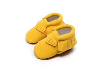 Autres cadeaux naissance Wewoo Nouveau-né bébé mocassins en daim pu chaussures souples à semelle souple fringe first walker 13.5 jaune