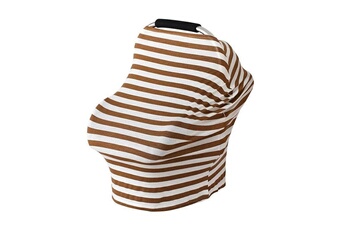 Accessoires poussettes Wewoo Housse multifonctionnelle de coussin de siège de sécurité de serviette d'allaitement en coton (rayures brunes et blanches)