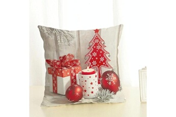 Décoration de noël (OBS) Wewoo Décoration de noël coussin home office en coton et lin avec oreillertaille 45x45cm cadeau rouge et blanc