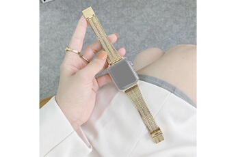 Accessoires bracelet et montre connectée Wewoo Bracelet de montre de remplacement en acier à double lignes pour apple watch series 6 & se & 5 & 4 40 mm / 3 & 2 & 1 38 mm (or)
