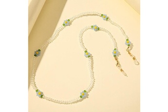 Création perle et bijou Wewoo 2 pcs masque anti-perles perles chaîne suspendue perles de cristal de mode petite fleur lunettes chaîne (fleurs bleues)