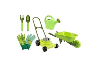 Autre jeux d'imitation Kids In The Garden Kit petit jardinier accessoires pour enfant en plastique gants + petits outils + arrosoir + tondeuse + brouette
