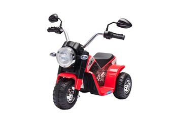 Véhicule électrique pour enfant HOMCOM Moto électrique enfant chopper tout-terrain 6 v 20 w marche av ar 3 roues effets lumineux et sonores rouge noir