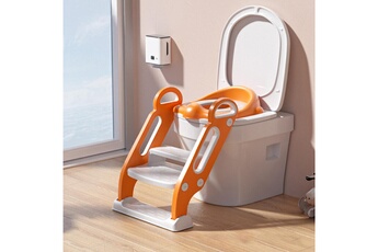 Pot bébé GENERIQUE Siège de toilette bébé, réducteur de toilettes pliable avec marche antidérapante , siège de wc pour toilettes en forme de o u v (orange)