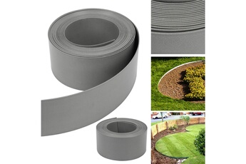 Coupe-bordure Einfeben Bordure de jardin bordure de pelouse flexible bordure de lit en plastique dur bordure de tonte jardinage 25m*10cm*2mm gris
