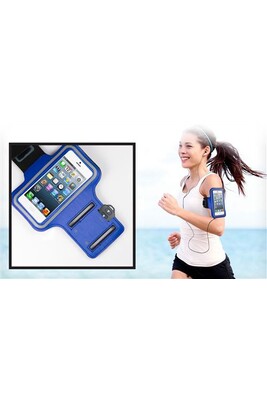 Accessoire pour téléphone mobile Phonillico Brassard de Sport Bleu compatible iPhone 13/13 PRO/12/11/SE/XR/X/XS/8/7/6/5 - Protection Réglable Running Sport Gym®