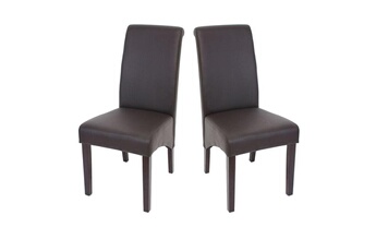 Décoshop26 Chaises Set de 2 chaises salle à manger en simili-cuir marron mat pieds foncés cds04025