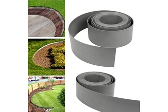Coupe-bordure Einfeben Bordure de jardin bordure de pelouse flexible bordure de lit en plastique dur bordure de tonte jardinage 10m*14cm*2mm gris