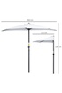 Outsunny Demi parasol - parasol de balcon - ouverture fermeture manivelle - acier polyester haute densité blanc photo 3
