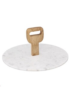 accessoires cocktail-apéritif jja plateau présentation rond marbre bois 30cm blanc - 173749a