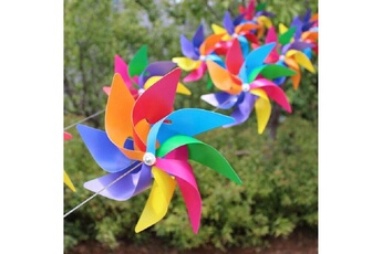 Jeux classiques Wewoo 10 pcs huit feuilles coloré en plastique moulin à vent chaîne jardin décoration extérieure enfants jouets diamètre 28 cm