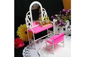 Autres jeux de construction Wewoo 3pcs meubles de maison de poupée filles enfants coiffeuse jouets ensemble accessoires cadeau de fille de noël rose