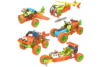 Autres jeux de construction Wewoo 5 en 1 blocs de construction assemblés souples pour enfants 136pcs modèle de véhicule d'ingénierie bricolage, style: boîte de couleur