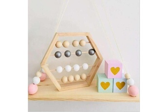 Autre jeux éducatifs et électroniques Wewoo Abacus en bois naturel perles artisanat bébé apprentissage éducatif jouets éducatifs décor de chambre de blanc argent