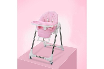Chaises hautes et réhausseurs bébé Wewoo Portable baby seat dinner table multifonction chaises pliantes réglables pour enfants rose avec roue