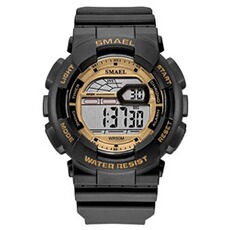 Montre connectée Smael Montres connectées 1027 50 mètres étanche noir rouge