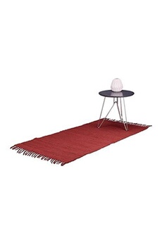Tapis pour enfant Relaxdays Relaxdays tapis de couloir à franges rouge 70 x 140 cm 100% coton uni tapis de salon, rouge
