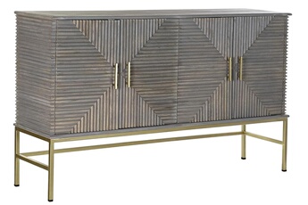 Pegane Meubles TV Meuble tv en métal doré et bois de manguier coloris gris - longueur 152 x hauteur 91 profondeur 42 cm