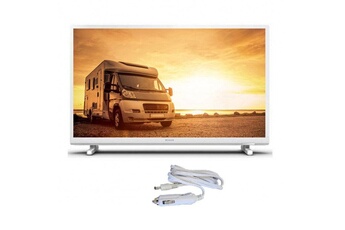 Philips TV LED Tv led 24" 60cm téléviseur hd 12v tuner sat blanc pour camping-car 24phs5537/12