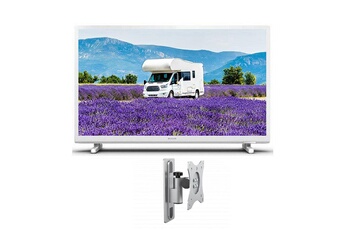Philips TV LED Pack tv led 24" 60cm téléviseur hd 12v tuner sat blanc camping-car + support