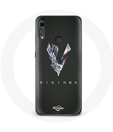 Coque pour Huawei P30 Lite Vikings Série Saison 6 logo V Epée Gris Fond Noir