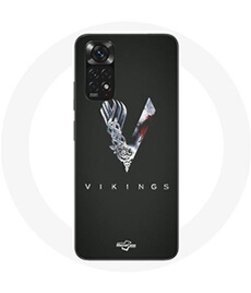 Coque pour Xiaomi Redmi Note 11 4G Vikings Série Saison 6 logo V Epée Gris Fond Noir