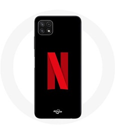 Coque pour Samsung Galaxy A22 5G Netflix Logo rouge fond noir