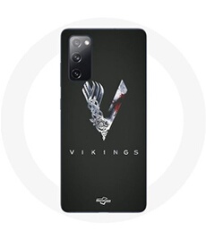 Coque pour Samsung Galaxy S20 FE Vikings Série Saison 6 logo V Epée Gris Fond Noir