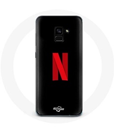 Coque pour Samsung Galaxy A8 Plus Netflix Logo rouge fond noir