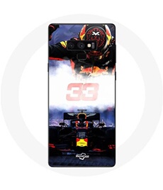 Coque pour Samsung Galaxy Note 9 Formule 1 Max Verstappen Pilote de F1 noir rouge et jaune