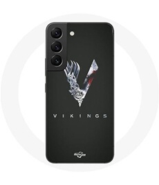 Coque pour Samsung Galaxy S21 FE Vikings Série Saison 6 logo V Epée Gris Fond Noir