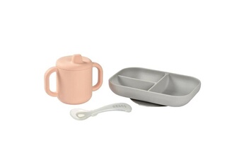 Tasse et gobelet bébé Beaba Beaba, coffret dapprentissage silicone + tasse - pink