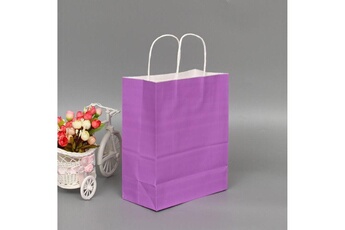 Article et décoration de fête Wewoo 10 pcs sac en papier kraft élégant avec poignées pour mariage / fête d'anniversaire / bijoux / vêtementstaille 42x31x12cm violet