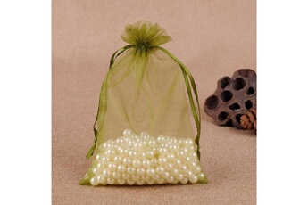 Article et décoration de fête Wewoo 100 pcs sacs cadeau bijoux organza sac anniversaire de mariage pochettes dessinsanniversaire taille du 13x18cm vert armée
