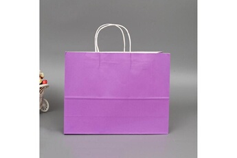 Article et décoration de fête Wewoo 10 pcs sac en papier kraft élégant avec poignées pour mariage / fête d'anniversaire / bijoux / vêtementstaille 32x25x11cm violet