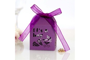 Article et décoration de fête Wewoo 100 pcs baby shower party candy box coffret cadeau mariagetaille 5 x 5 x 8cm violet foncé