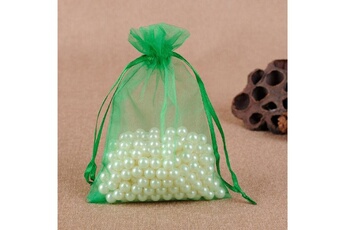 Article et décoration de fête Wewoo 100 pcs sacs cadeau bijoux sac en organza anniversaire de mariage pochettes dessinstaille du 9x12cm vert herbe