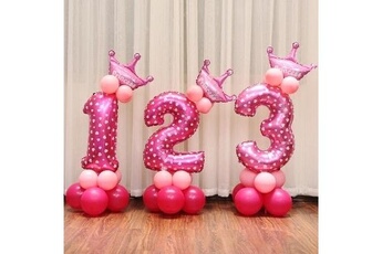 Article et décoration de fête Wewoo Décoration de joyeux anniversaire avec numéro ballon en aluminium, nombre: 0 (rose)