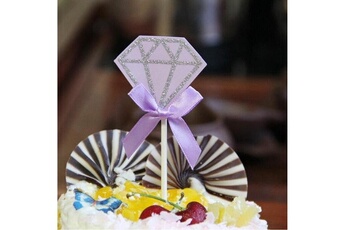 Article et décoration de fête Wewoo Décorations de fête 5 paquets de gâteau d'anniversaire de diamant inséré carte fournitures de décoration de table de de dessert de de mariage violet